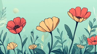 春日烂漫花卉插画