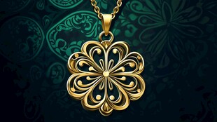 精致金色花朵吊坠项链