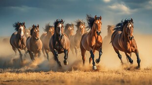 万马奔腾草原间