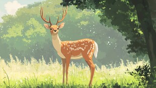 森林中的优雅梅花鹿