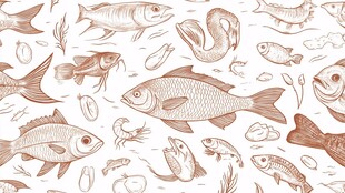 手绘海洋生物无缝图案