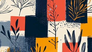 几何植物图案 多彩装饰风