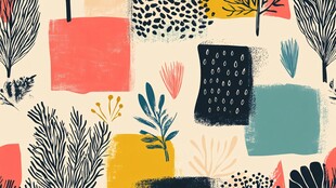 抽象植物几何图案插画