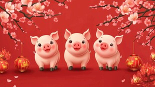 三只萌猪贺新春