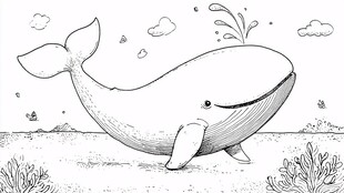 卡通风格海中鲸鱼插画