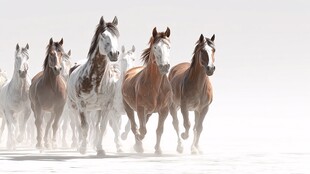 群马奔腾于雪地之间