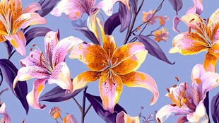 梦幻百合花图案花卉背景