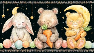 月夜下的萌宠们