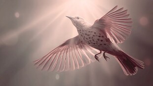 飞鸟展翅于光影间