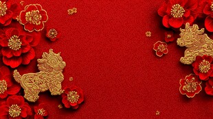 喜庆红底金饰新春装饰图