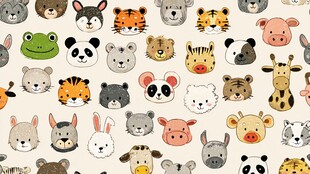 可爱动物头像图案背景图