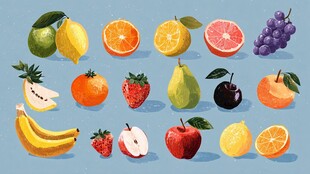 缤纷多彩水果插画展示