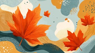 秋季枫叶抽象艺术插画