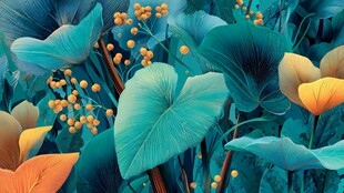 梦幻蓝绿植物花卉景观