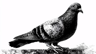 站立的灰黑鸽子