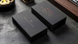 高端黑色质感商务名片展示