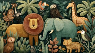 丛林中的动物大聚会