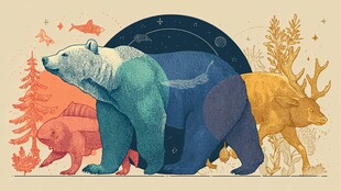 动物与自然的梦幻融合画面