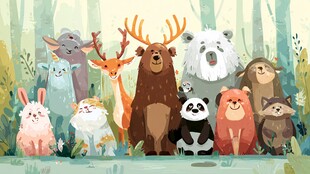 森林中的可爱动物大集合