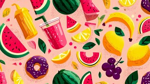缤纷水果甜点图案背景