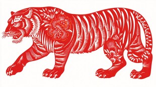 剪纸红虎 传统艺术之美