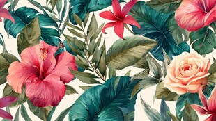 热带花卉植物图案背景