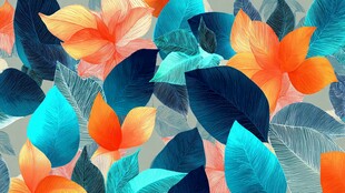 热带花卉树叶缤纷图案