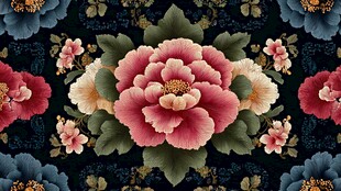 中式繁花锦簇花卉图案