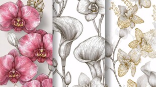 三色花卉图案精美壁纸