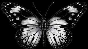 黑白蝴蝶特写