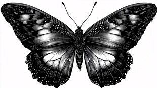 黑白蝴蝶插画