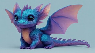 可爱蓝色小龙3D形象