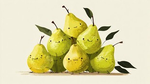 可爱笑脸梨堆叠