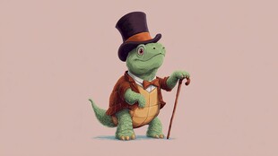 绅士装扮的可爱小恐龙