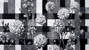 黑白花卉格子背景图案