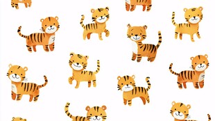 可爱小老虎无缝图案背景