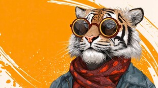 时尚潮酷戴镜老虎形象