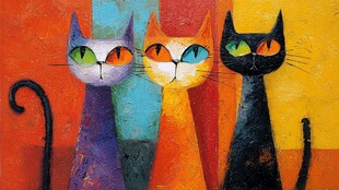 三只色彩斑斓的猫咪