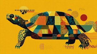 几何拼接风格彩色乌龟插画