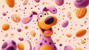 欢乐小狗置身缤纷甜点世界