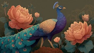 孔雀伴牡丹 尽显东方美