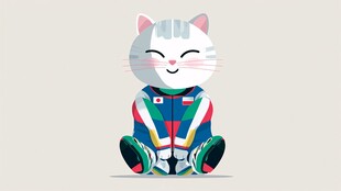 可爱坐姿猫咪 多彩服饰