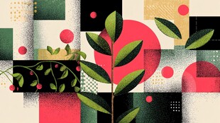 几何背景下的植物图案设计