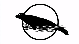 圆形框中的海豹剪影