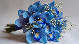 蓝色梦幻兰花新娘手捧花