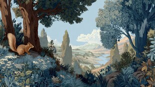 森林中的松鼠与壮丽远景