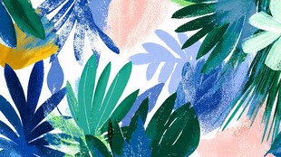 热带植物水彩风图案