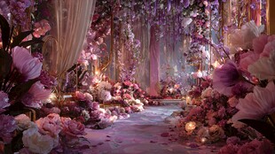 梦幻浪漫花卉婚礼通道场景
