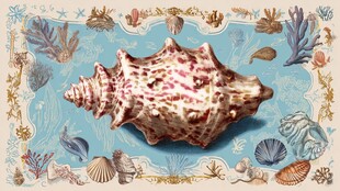 海洋海螺插画 精致贝壳世界