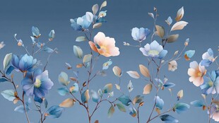 蓝色花卉图案背景插画